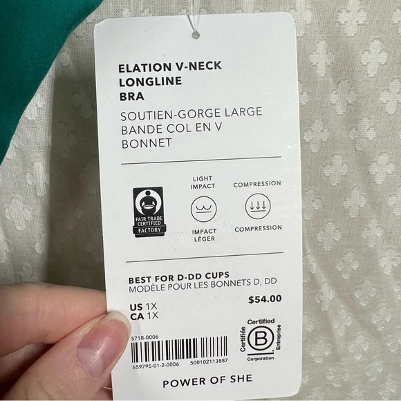 Athleta NWT Green Teal Elation V Neck Longline Bra - Picture 3 of 5